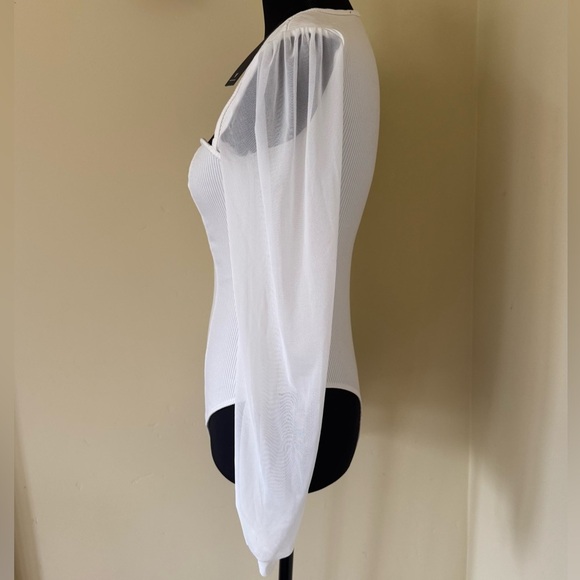 Lulus Sensational Sweetheart White Ribbed Balloon Sleeve Bodysuit, Size S, NWT - Picture 10 of 16